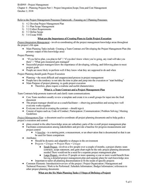 Image result for Project Management Chapter 4 Notes