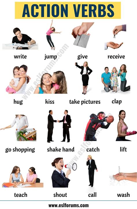 List of Action Verbs in English - ESL Forums