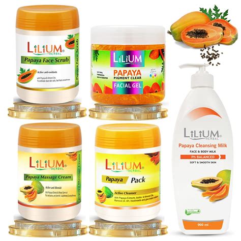 Lilium Anti-Oxidants Papaya Facial Kit With Papaya Cleansing Milk, 4500 ...