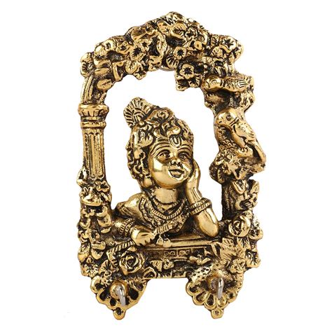 Kuber Industries Handcrafted Krishna Metal Key Hanger (12 cm x 18 cm x ...