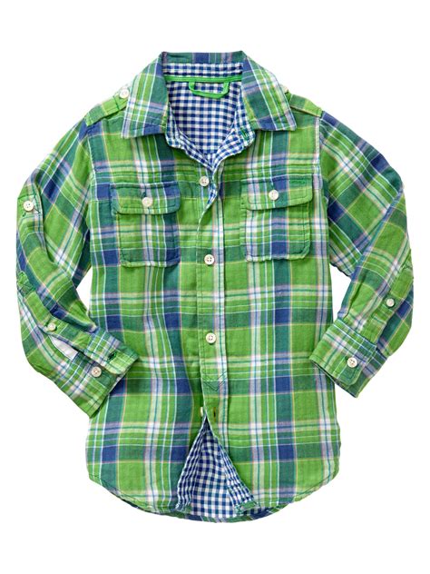 Convertible green plaid shirt | Gap