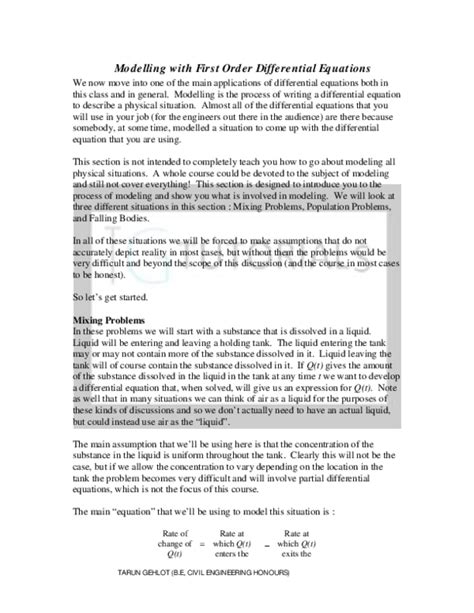 Image result for Modeling with First Order Equations