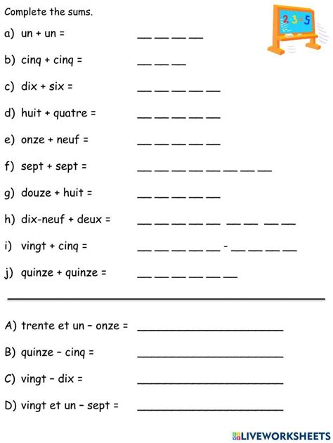 Image result for French Numbers Worksheets Printable