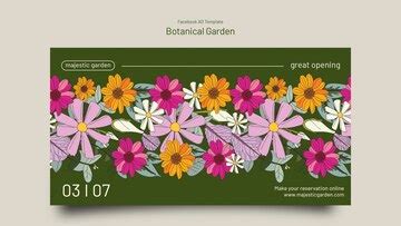 Flat design botanical garden template | Premium PSD