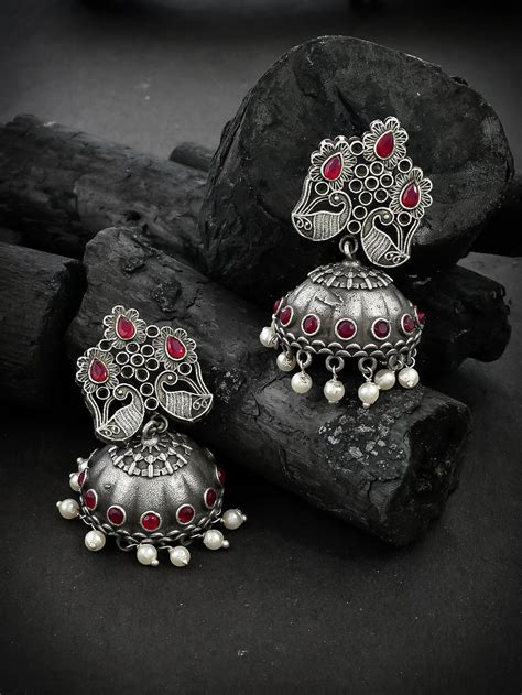 Buy Traditional Jhumka Oxidised Earrings for Women Online at Silvermerc ...