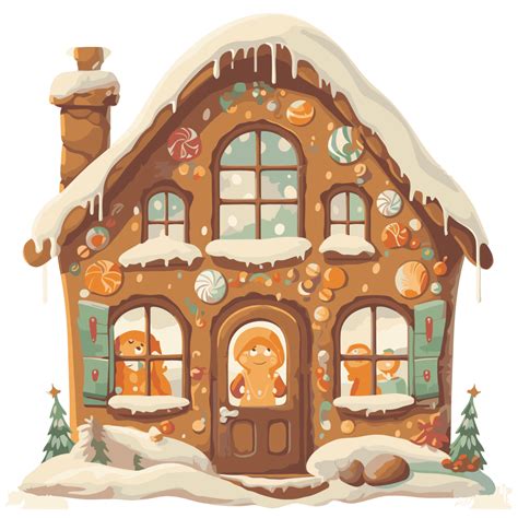 Gingerbread House Window Vector, Sticker Clipart Gingerbread House ...