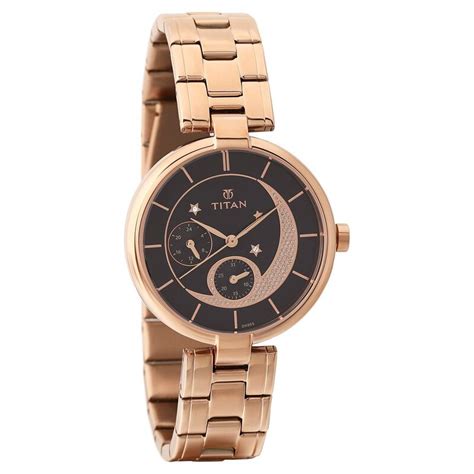 Titan Quartz Analog Pink Dial Stainless Steel Strap Watch For Women ...