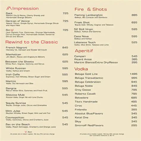 Menu at Marquis - Radisson Blu, Bengaluru