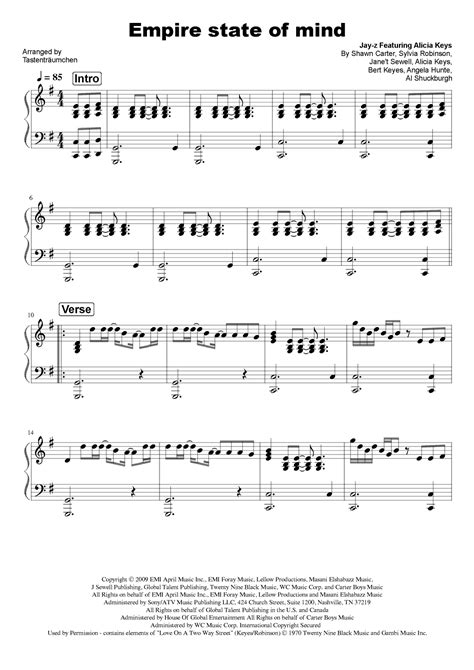 Alicia Keys Empire State Of Mind Klaviernoten