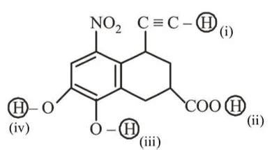 Arrange the following labelled hydrogens in decreasing order of acidity: