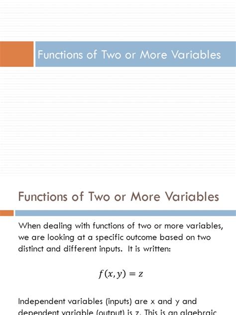 Image result for Visual Example of a Function with Two Variables