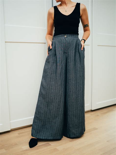Linen Palazzo Pants, Linen wide leg loose pants - Linenbee