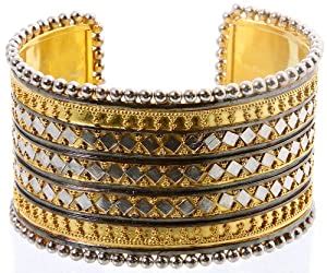 Buy Exotic India Sterling Gold Plated Cuff Bangle - Sterling Silver at ...