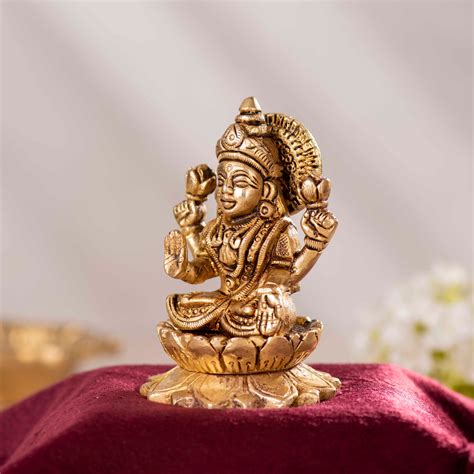 Brass Laxmi Ganesh on Lotus Idol – Devotional Statue - 4 Inch - Darbar ...