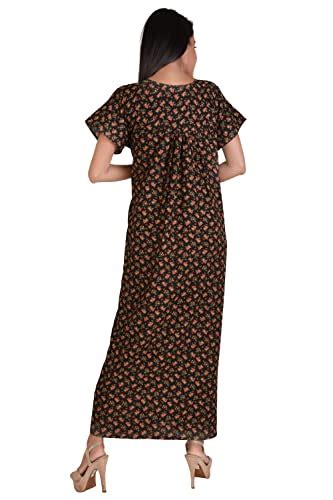 Buy Baby Doll Women's Cotton Blend Floral Print Maxi Length Night Gown ...