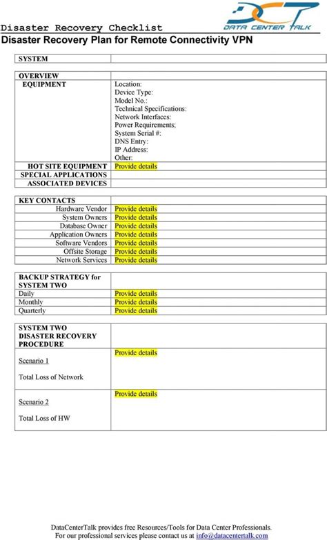 Image result for Disaster Recovery Plan Checklist Template