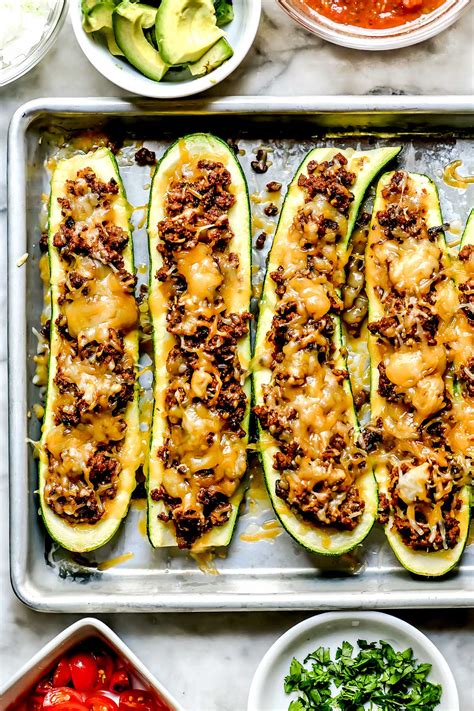 Taco Stuffed Zucchini Boats - foodiecrush.com