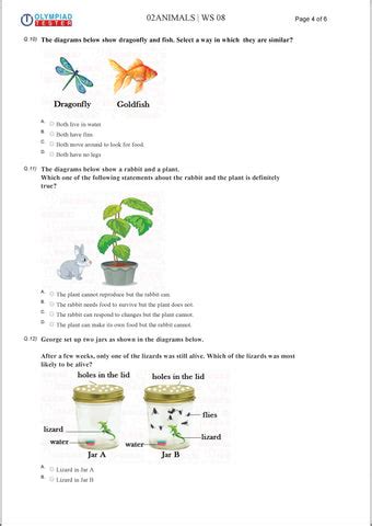 Class 2 Science HOTS - Animals - PDF Worksheet 03 | Olympiad tester