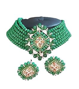 Buy Feather's Touch Multistrand Crystal Beads Choker Necklace & Earring ...