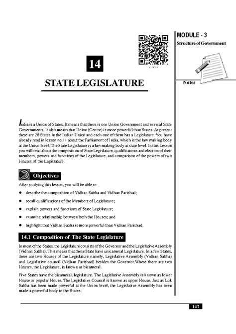 State legislature - MODULE - 3 Notes The State Legislature Structure of ...