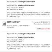 Indian Railway Catering & Tourism Corporation [IRCTC] — Refund not done
