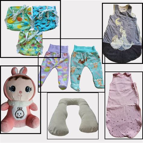 Combo of Pregnancy Pillows, Diapers, Soft Toy, Pajamas, Swaddle, Baby ...