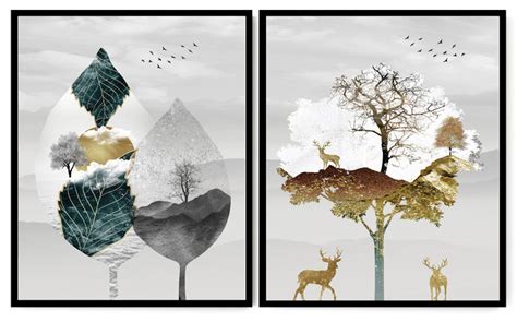 2 TYPE ETERNAL NATURAL STAGE SETTING WALL ART FRAMES WITH GLASS-SET OF ...