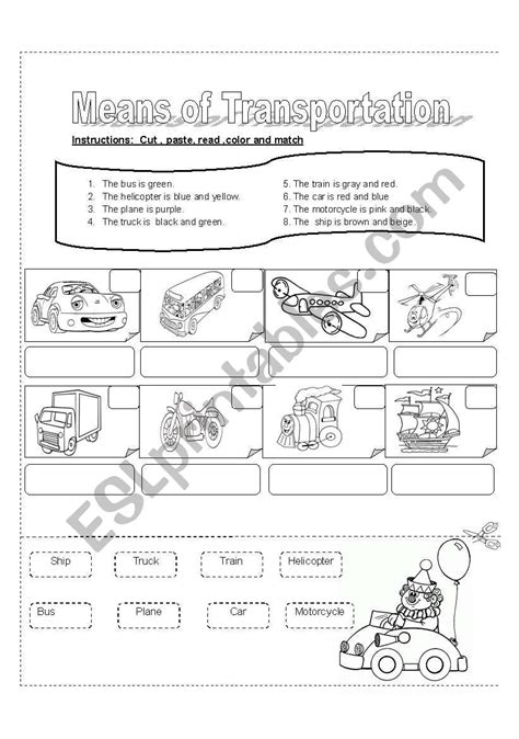 Means of Transportation Worksheet 的图像结果
