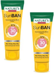 Nature's Essence Sunscreen - SPF 50 PA+++ SunBan Sunscreen - SPF 30 PA ...