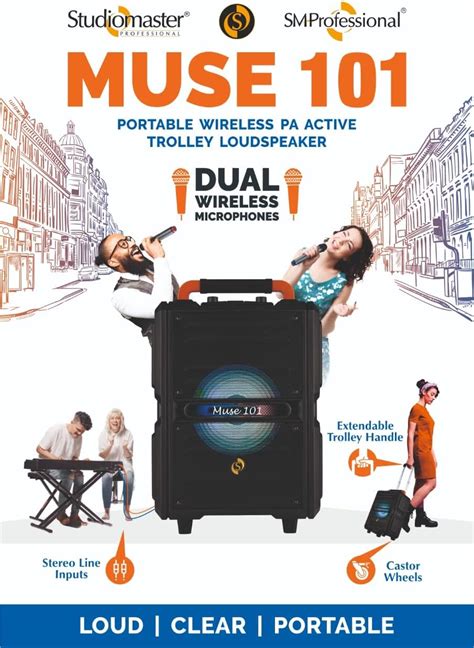 STUDIOMASTER Professional MUSE 101 Portable PA System 50W RMS with in ...