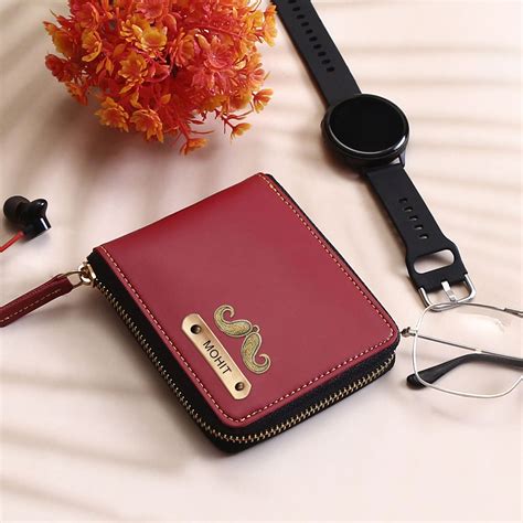 Personalized Red Unisex Wallet With Name & Charm for Women
