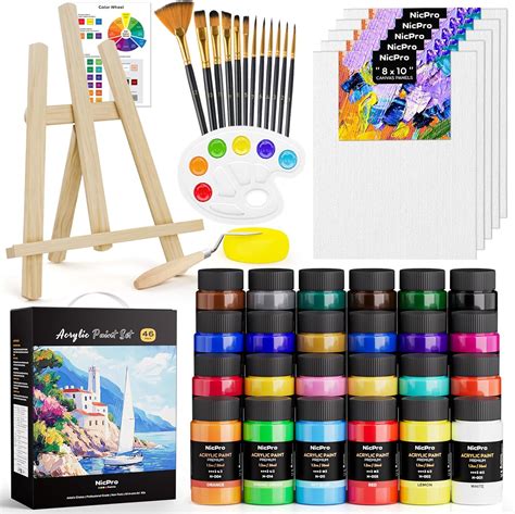 Amazon.com: Nicpro Acrylic Paint Canvas Set for Adults, 46PCS Art ...