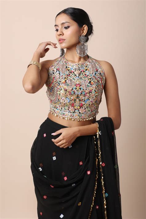 Black Pre-Stitched Saree Set – Tamanna Punjabi Kapoor Official