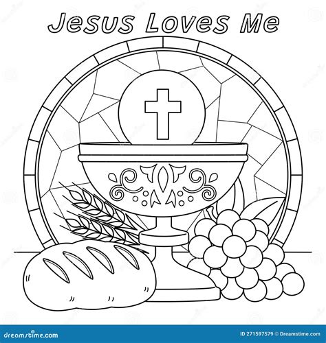 Christian Jesus Loves Me Coloring Page for Kids Stock Vector ...