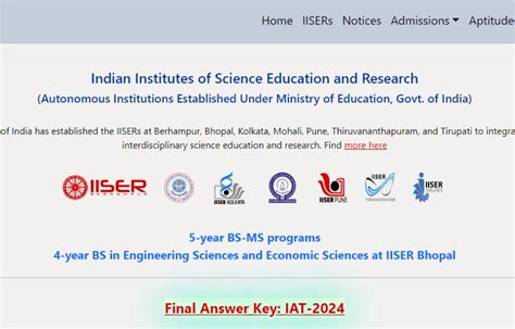 IISER IAT Result 2024 Out, Download IAT Scorecard at iiseradmission.in