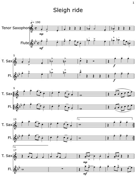 Sleigh ride - Sheet music for Tenor Saxophone, Flute