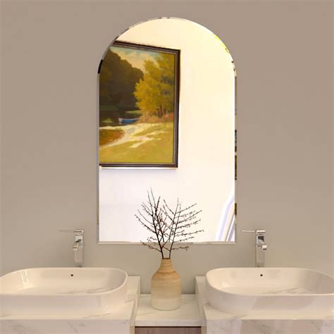 Scandinavian Frameless Arched Shaped Beveled Bathroom Mirror – Vibecrafts