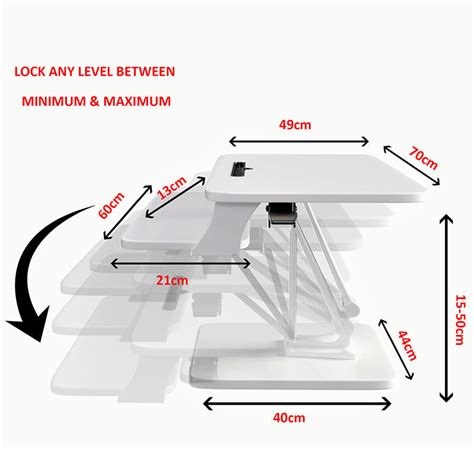Sit to Stand Desktop Riser White with Pneumatic Adjustment, White (RDF ...
