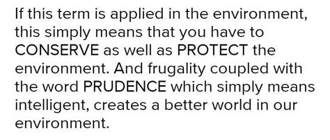 How do you apprehend the meaning of frugality and prudence toward the ...