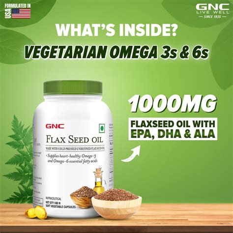 Buy GNC Flax Seed Oil Capsules - Contains Both Omega 3 And Omega 6 ...