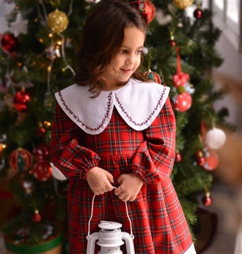 Girl's Christmas Dress Red Plaid Vintage Style Collar Baby - Etsy