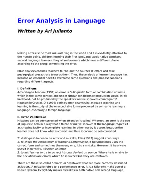 Image result for Error Analysis Language