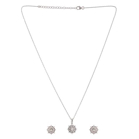 Mother’s Day Collection Cluster Setting CZ Sterling Silver Pendant Set ...