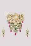 Buy Multi Color Pearls, Diamonds Amira Fleur Kundan And Polki Studded ...