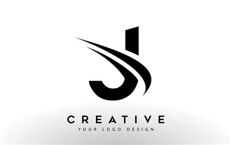 Creative J Letter Logo Design with Swoosh Icon Vector. 4881018 Vector ...