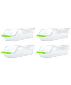 4 Pcs Plastic Fridge Space Saver Organizer Storage Rack Tray Box ...