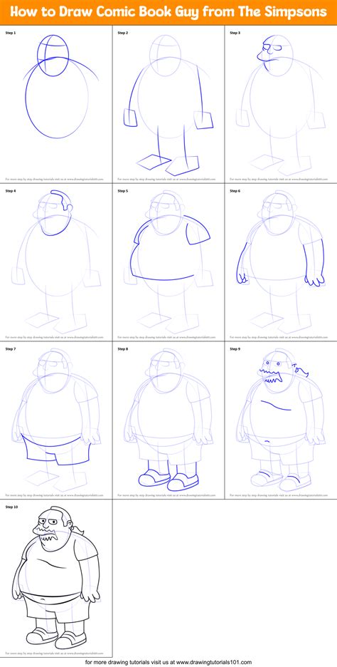 How to Draw Comic Book Guy from The Simpsons (The Simpsons) Step by ...