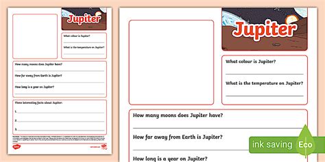 Jupiter Facts Worksheet