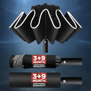 VRPRIME Automatic 3-Fold Umbrella for Men & Women | Night Safety with ...