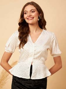 MINT STREET Casual Solid Women White Top - Buy MINT STREET Casual Solid ...